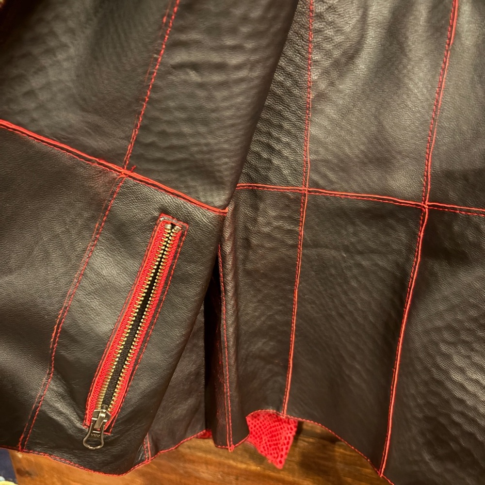 Chico's Red Textured Leather Jacket - Picture 5 of 6